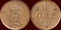 1 Öre SWEDEN, KINGDOM - OSCAR II, 1872-1907 - 1907, Stockholm -