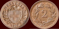 2 Rappen SWITSERLAND ( SCHWEIZ ) - CONFEDERATION - 1909 B, Bern -