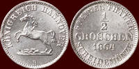 Groschen GERMANY - HANNOVER, KÖNIGREICH - GEORG V, 1851-1866 - ½ 1864 B, Hannover -