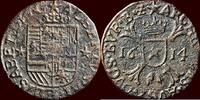 Oord ZUIDELIJKE NEDERLANDEN (SOUTHERN NETHERLANDS) - HERTOGDOM BRABANT - ALBRECHT & ISABELLA, 1598-1621 - of dubbele duit 1614, Maa -