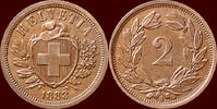 2 Rappen SWITSERLAND ( SCHWEIZ ) - CONFEDERATION - 1883 B, Bern -