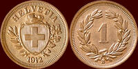 1 Rappen SWITSERLAND ( SCHWEIZ ) - CONFEDERATION - 1912 B, Bern -