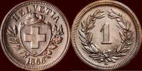 1 Rappen SWITSERLAND ( SCHWEIZ ) - CONFEDERATION - 1866 B, Bern -