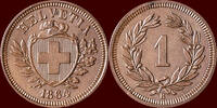 1 Rappen SWITSERLAND (SCHWEIZ) - CONFEDERATION - 1864 B, Bern -