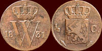 Koninkrijk der Nederlanden 1/2 Cent NEDERLAND (NETHERLANDS, KINGDOM) - WILLEM I, 1815-1840 - 1831, Utrecht -