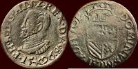 Duit ZUIDELIJKE NEDERLANDEN (SOUTHERN NETHERLANDS) - HERTOGDOM BRABANT - PHILIPS II, 1555-1598 - of negenmanneke 1596, Maastricht -