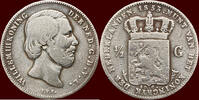 Koninkrijk der Nederlanden ½ Gulden NEDERLAND (NETHERLANDS, KINGDOM) - WILLEM III, 1849-1890 - 1853/4 (.) -