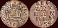 Zeeland Duit NOORDELIJKE NEDERLANDEN (NETHERLANDS) - REPUBLIEK, 1581-1795 - ZEELAND - 1754, Middelburg -