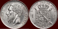 1 Franc 1886/66  BELGIUM - KINGDOM - LEOPOLD II, 1865-1909 -   1886/66 FR vz  /  unc à unz-