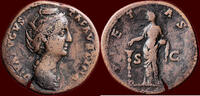 Roman Empire AE Sestertius FAUSTINA THE ELDER, wife of Antoninus Pius - Rome (141) -