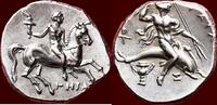 AR Stater CALABRIA, TARAS (TARENTUM) - HERA(KLEIAS), magistrate - or didrachm, circa 280-272 BC -