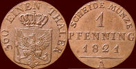 1 Pfenning 1821 A  GERMANY - PREUSSEN, KÖNIGREICH - FRIEDRICH WILHELM III, 1797-1840 -   1821 A, Berlin vz