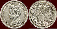 10 Cents 1912 Koninkrijk der Nederlanden NEDERLAND (NETHERLANDS, KINGDOM) - WILHELMINA, 1890-1948 - vz- /  vz