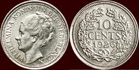 10 Cents 1926 Koninkrijk der Nederlanden NEDERLAND (NETHERLANDS, KINGDOM) - WILHELMINA, 1890-1948 - vz  /  unc à unz-