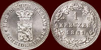 1 Kreuzer GERMANY - NASSAU, HERZOGTUM - ADOLPH, 1839-1866 - -