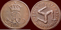 Penny ISLE OF MAN - JAMES MURRAY, 2nd Duke of Atholl, 1736-1765 - -