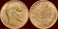 20 Francs FRANCE - SECOND EMPIRE - NAPOLEON III, 1852-1870 - 1860/5(.) A, Paris -