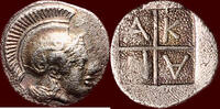 AR Diobol MACEDONIA (MACEDON), AKANTHOS - circa 470-390 BC -