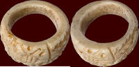 ARCHAEOLOGICAL OBJECT - LATE ROMAN / EARLY BYZANTINE - Ring made of bone decorated with flower and leave motives, 4th / 8th cent -