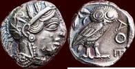  ATTIKA, ATHENE (ATHENS) -  454 - 404 BC AR tetradrachm 454 - 404 BC v. Chr. Short flan. Wonderful owl with s details. Beautiful toning. 