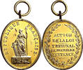 NAPOLEON UND SEINE ZEIT Bronzemedaille, vergoldet 1. Republik (1793-1804) / Napoleon Bonaparte -