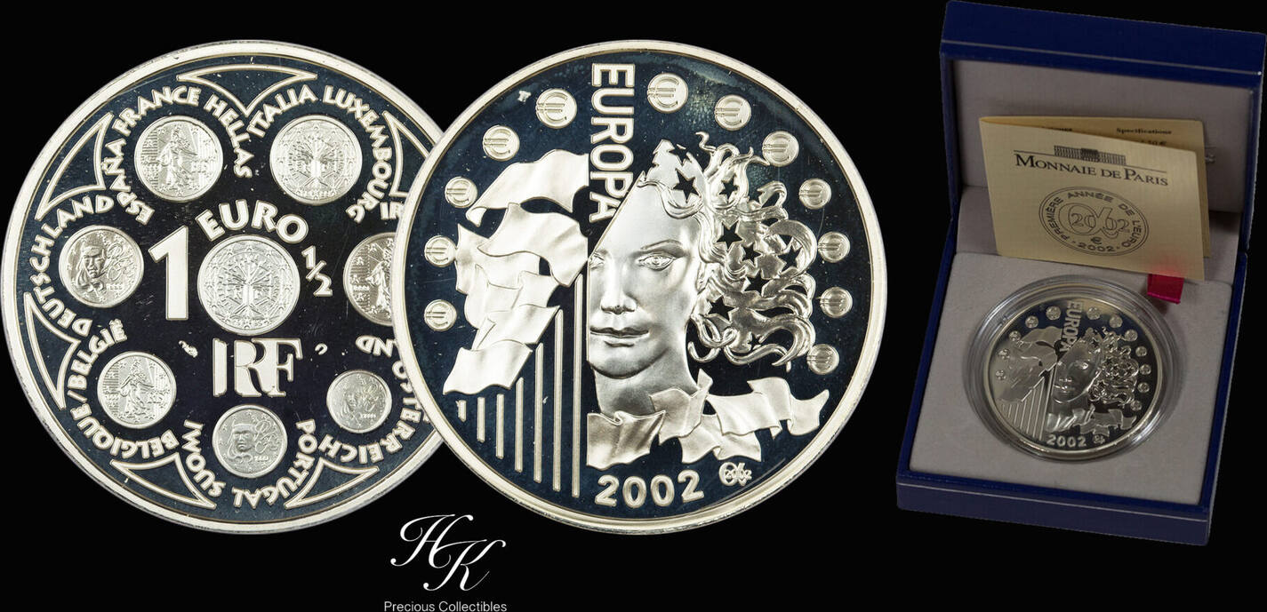 1 1/2 EURO PROOF Silver 1½ Euro Monnaie de Paris 2002 EUROPA
