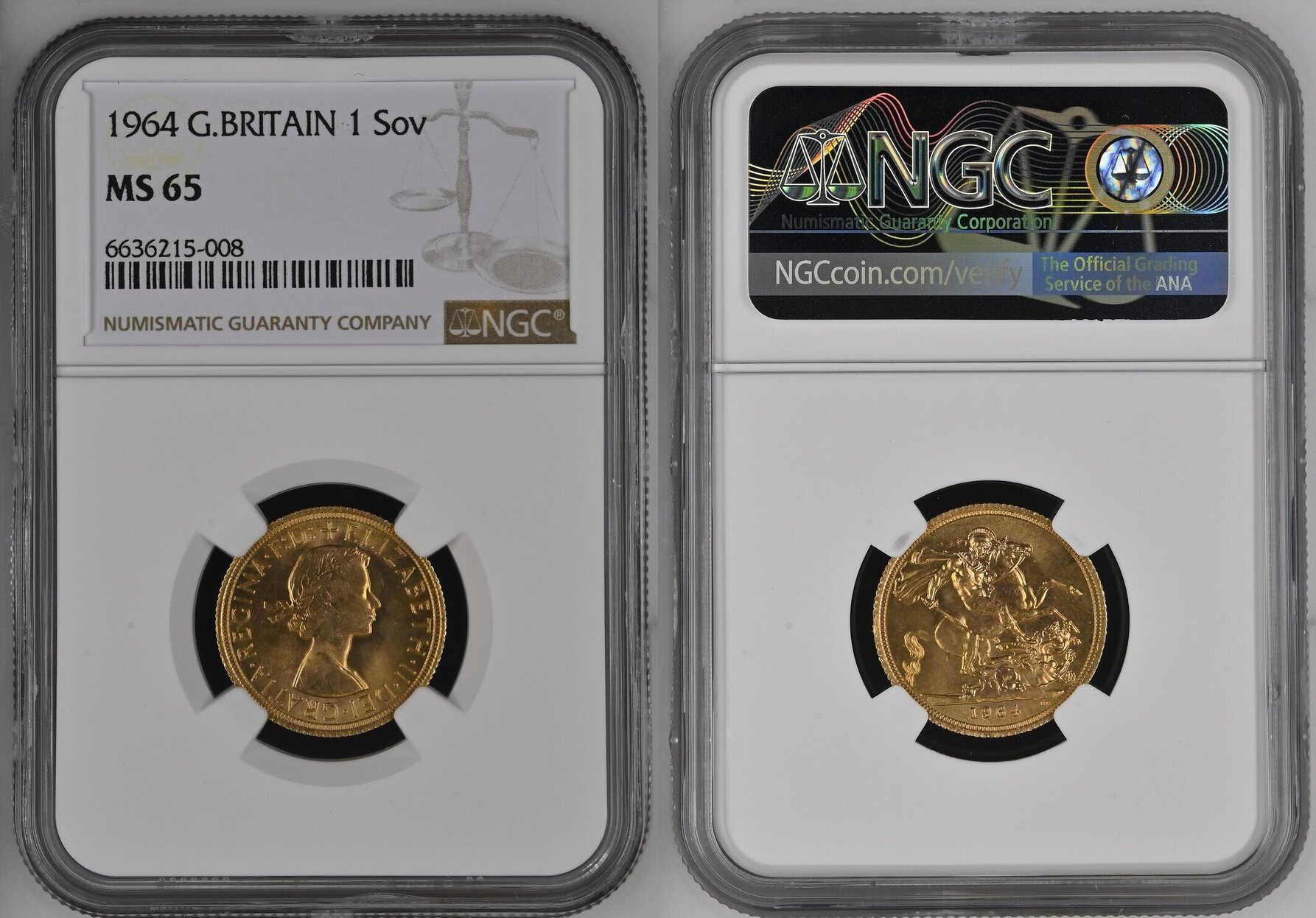 G.BRITAIN 1SOV 1964 NGC MS 65 | MA-Shops