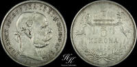 Hungary 5 KORONA 1900 Silver 5 Korona 1900 -Francis Joseph I- Hungary XF 49.27 US$  +  14.08 US$ shipping