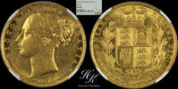 Australia Gold SHIELD Sovereign 1872 MELBOURNE NGC AU58 - VERY RARE - Australia sovereign 1872 NGC AU 58