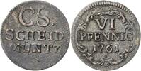 Sachsen-Kurlinie ab 1547 (Albertiner) 6 Pfennig Friedrich August II. 1733-1763 -