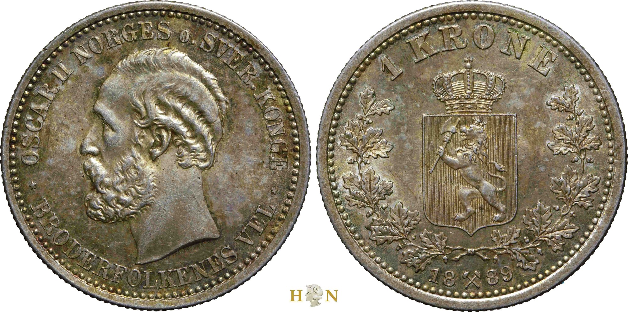 Norway 1 Krone 1889 AD Oscar II (1872-1905), Konigsberg, NGC MS-63
