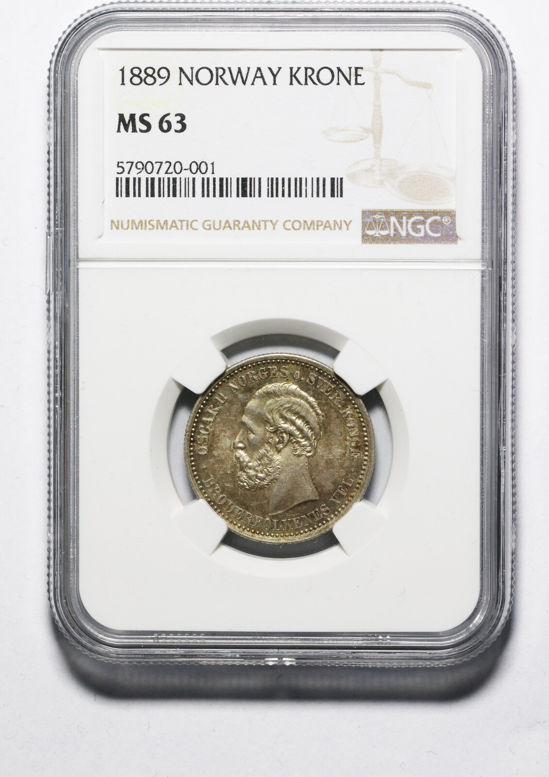 Norway 1 Krone 1889 AD Oscar II (1872-1905), Konigsberg, NGC MS-63