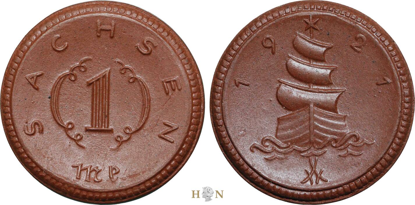【誠実】 1 | coin porcelain German Mark UNC Saxony, of State 1921 コレクション