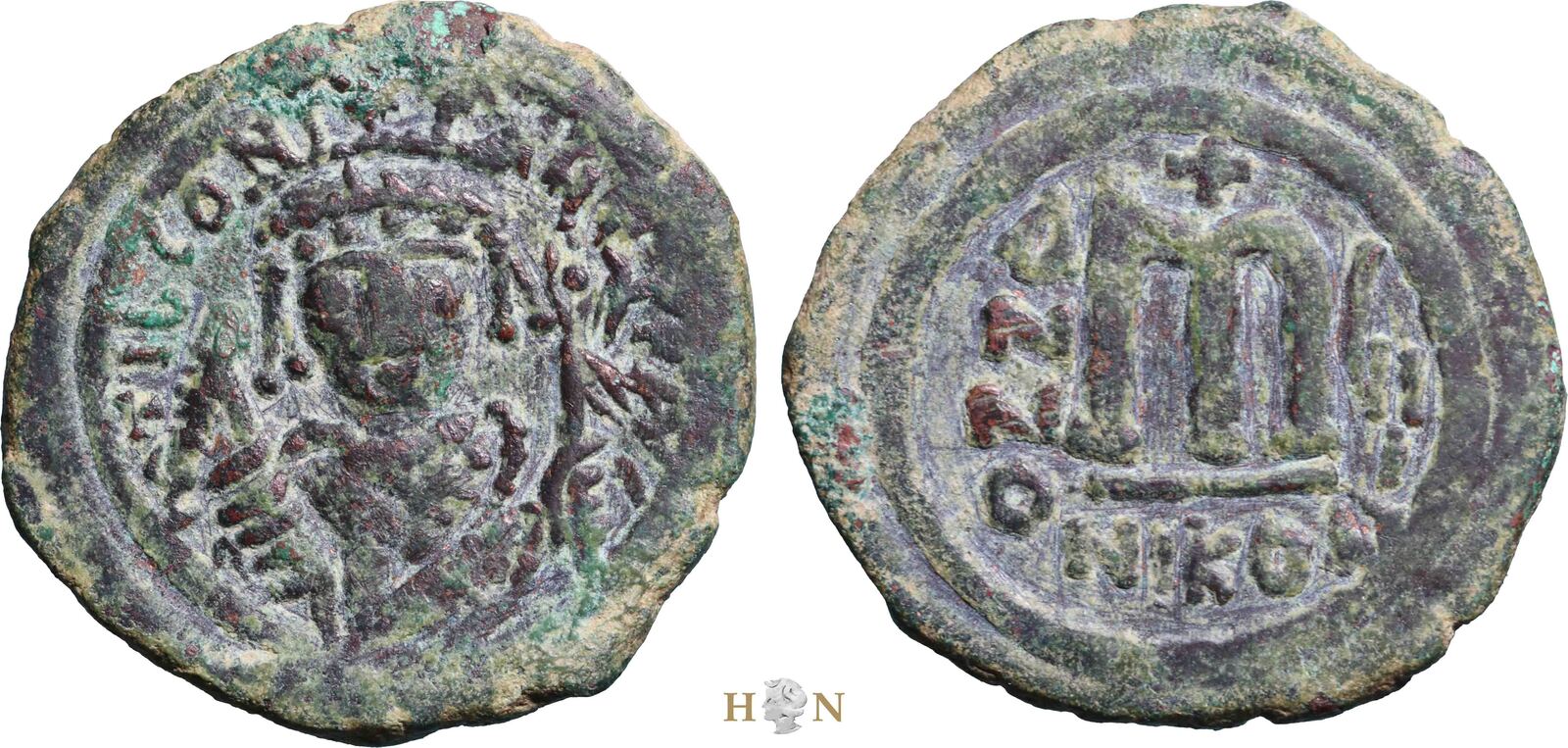 Byzantine Empire follis | 40 nummi 581-582 AD Tiberius II Constantine ...