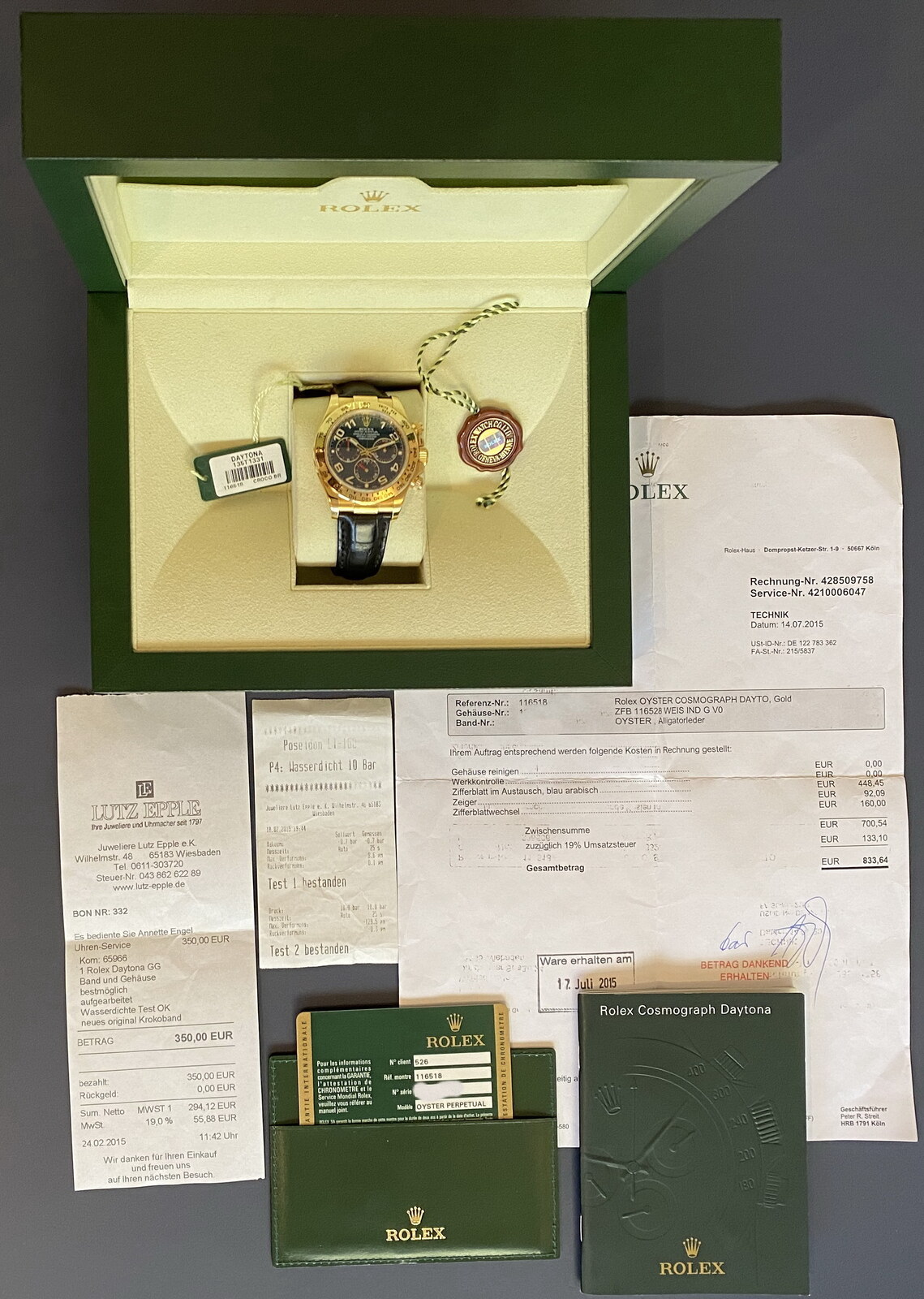 Schweiz, ROLEXDaytona, Lederarmband mit Box und Zertifikat 2012, Refrenz 116519, Rare Blue