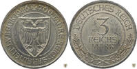 Weimarer Republik 3 Reichsmark 700 Jahre Reichsfreiheit Stadt Lübeck -