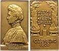 Bronzeplakette 1908 Oldenburg Friedrich August 1900-1918. Mattiert. Vorzüglich