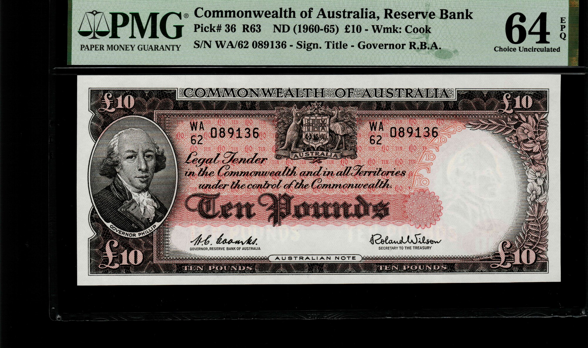 Australia 10 Pounds 1960 prefix Of this isssue. PMG 64 EPQ | MA-Shops