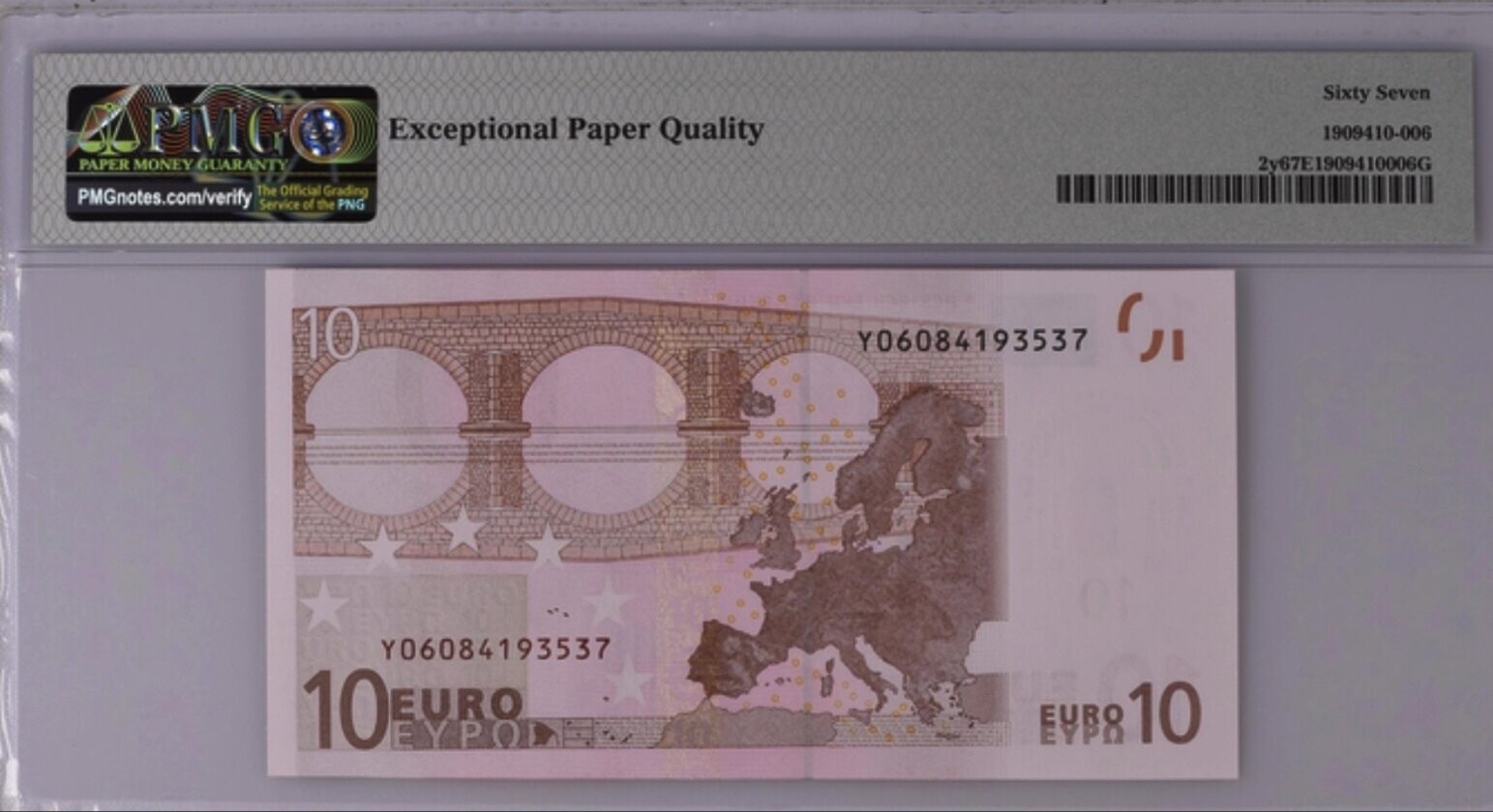 Greece 10 Euro 2002 European Union Signature Duisenberg. Super Gem  Uncirculated. PMG 67 EPQ