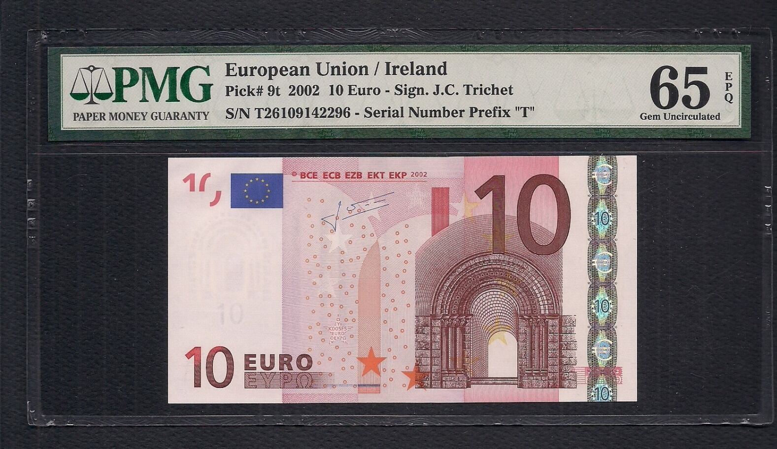 European Union 10 Euro 2002 Trichet. Ireland Republic. Plate
