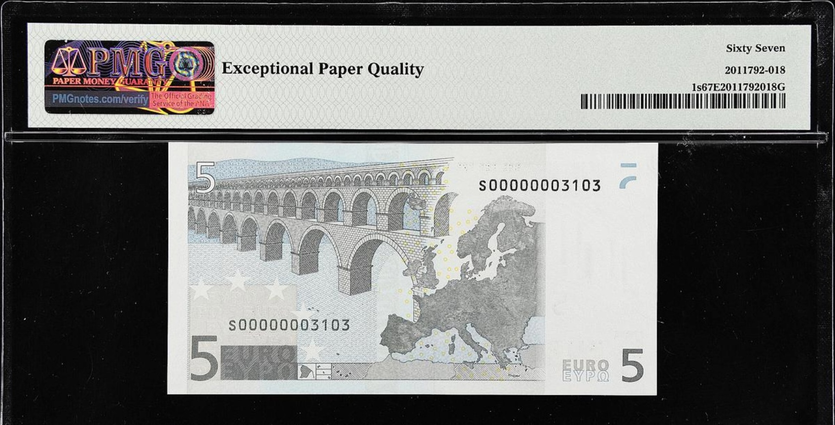 Italy 5 EUROS 2002 Extraordinarily low number. Very rare in this