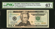 United States Fancy Low serial!! Only two dígits!! 20 Dollars 2009 PMG 67 EPQ