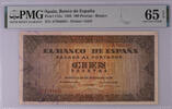 Spain 100 Pesetas 1938 Scarce in high grade! First series. PMG 65 EPQ 349.29 US$291.07 US$  +  29.11 US$ shipping