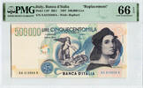 Italy 500000 Lire 1997 Replacement. Very Scarce. Beautiful!! PMG 66 EPQ 989.65 US$  +  34.93 US$ shipping