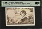 SPAIN 100 PESETAS 1965 PMG 66 EPQ 75.68 US$  +  29.11 US$ shipping