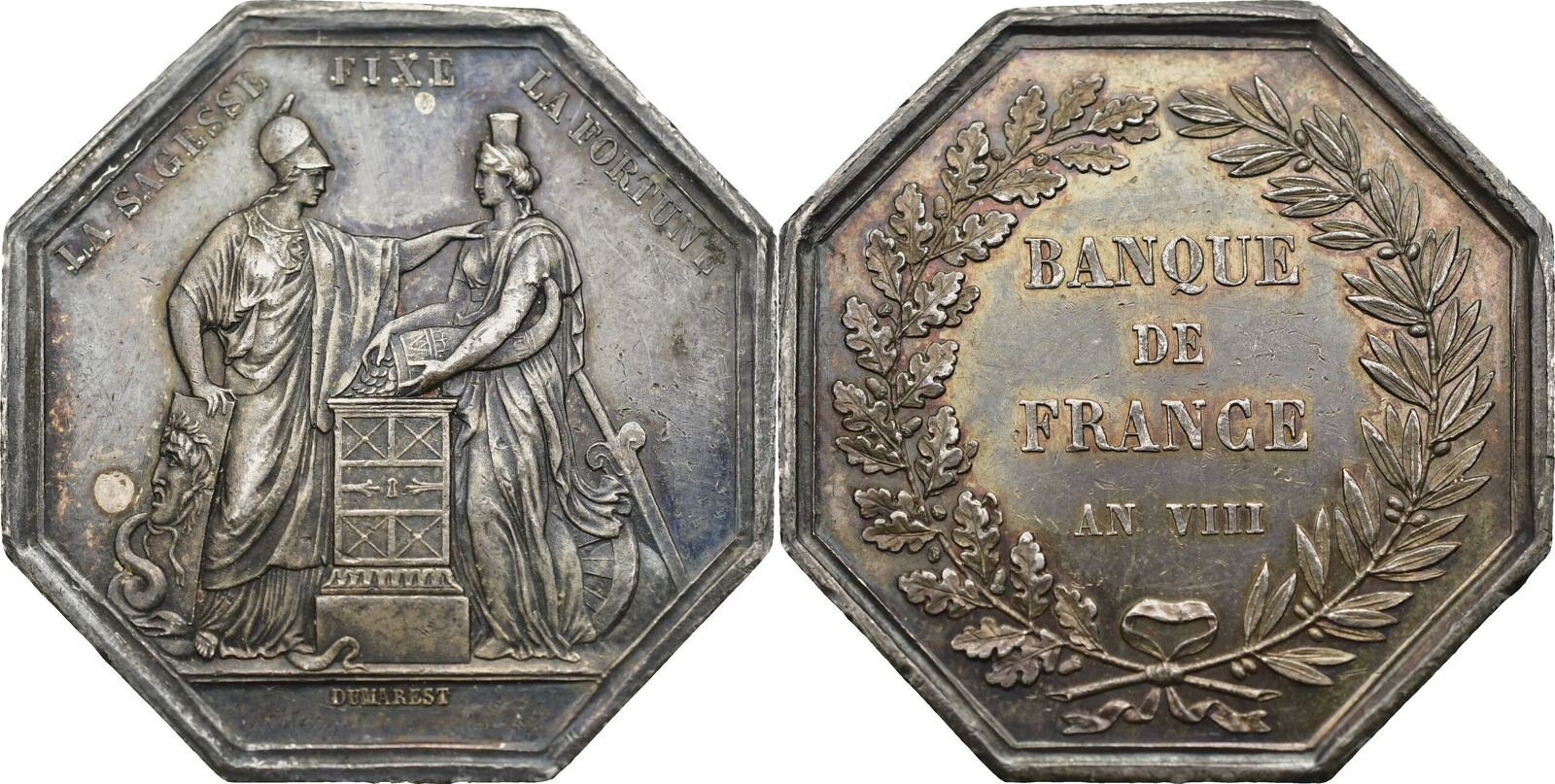 Jeton Banque De France An VIII - Refrappe 1860-1879 - Argent - 24,3g - Feu.4951