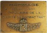 Belgium Plaquette Honneur 1914–1918 Patrie - Jean Deroy, Holder of the Combatant’s Card EF-