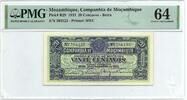 20 Centavos 1933 Mozambique Perforation Cancelled PMG 64