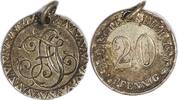 German Empire Engraved 20 Pfennig Coin Charm – Silver -