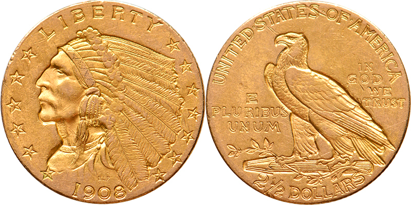 2 1 2 Dollar Gold Indian Head 1908 USA EF MA Shops 2-1-2-dollar-gold-indian-head-1908-usa-ef-ma-shops